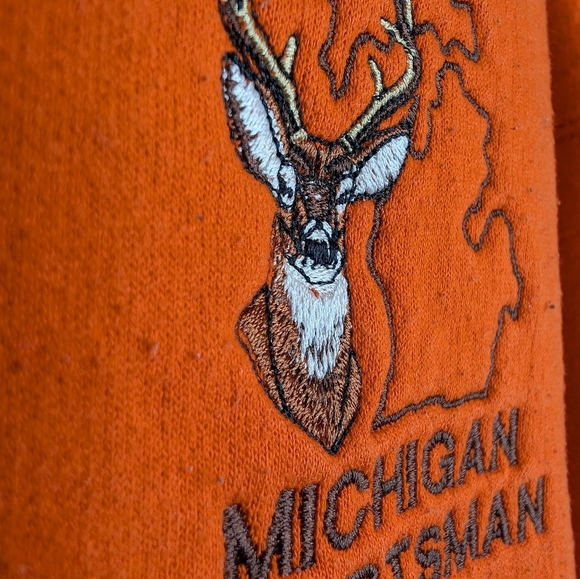 Vintage Jerzees Super Sweats Orange Michigan Sportsman Crewneck Mens 2XG - Picture 7 of 12